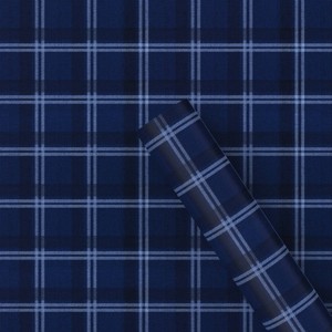 30” 25 sq ft Christmas Roll Wrap Blue Plaid - Wondershop™ - 1 of 3