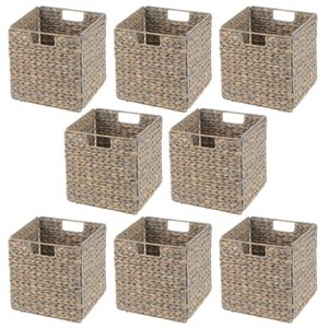 mDesign Woven Hyacinth Kitchen Storage Organizer Basket Bin, 4 Pack, White Wash - 1 of 4