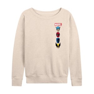 Women's - Marvel - Logos Lightweight French Terry Wide Neck Long Sleeve Shirt - 1 of 4