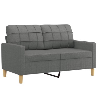 vidaXL Dark Gray 2-Seater Sofa with Polyester Fabric, Metal Frame, and Comfortable Padding - Compact Design for Modern Home Styles