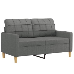 vidaXL Dark Gray 2-Seater Sofa with Polyester Fabric, Metal Frame, and Comfortable Padding - Compact Design for Modern Home Styles - 1 of 4