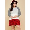 Slickblue Plus Size Red Swing Tiered Dress with Polka Dot and Animal Print Contrast, Striped Sleeves, Size 1XL-3XL - 3 of 4