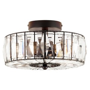 11.5" Crystalline Semi-Flush Mount Pendant Clear - River of Goods: Oil-Rubbed Bronze, Crystal Panels - 1 of 4