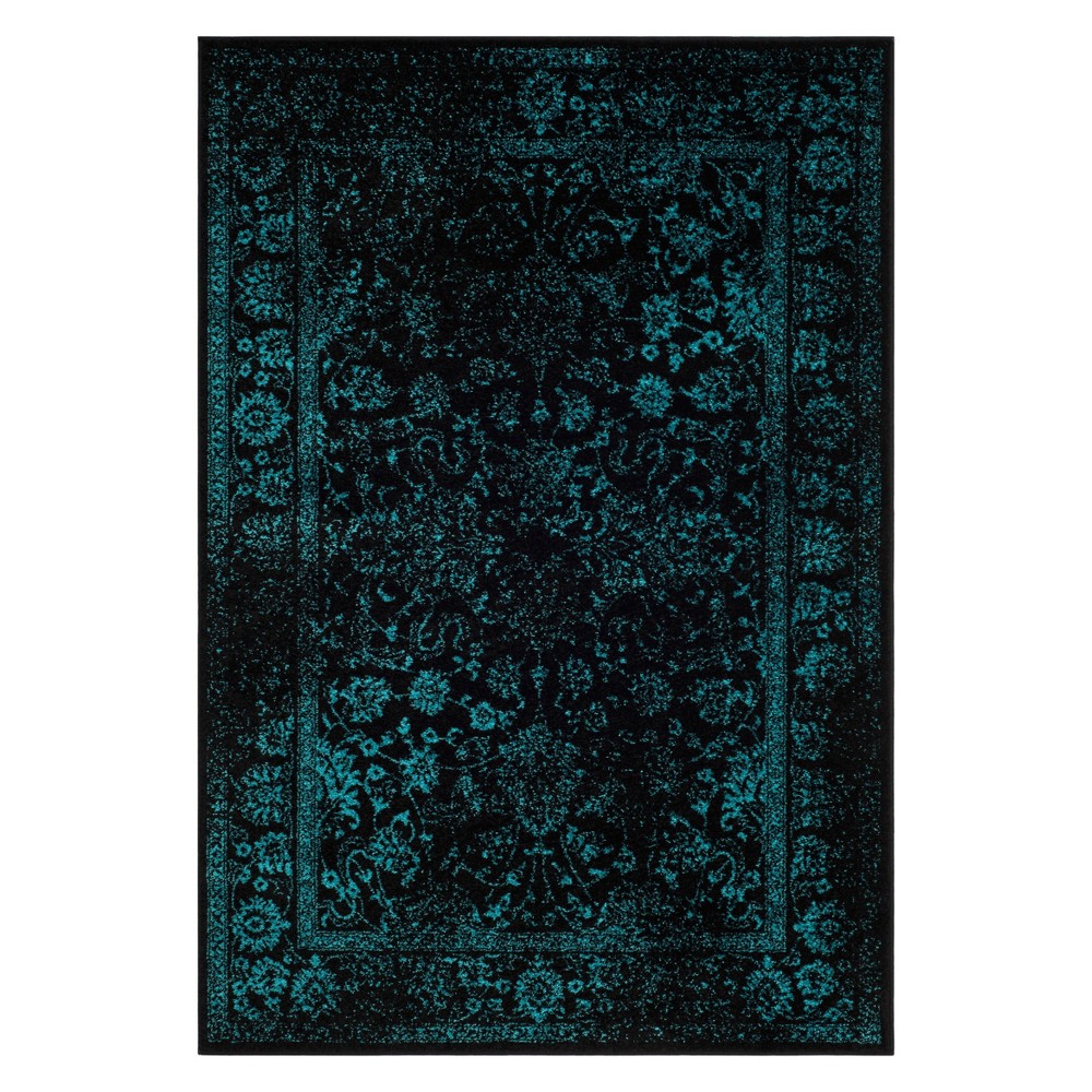 4'X6' Spacedye Design Area Rug Black/Teal - Safavieh