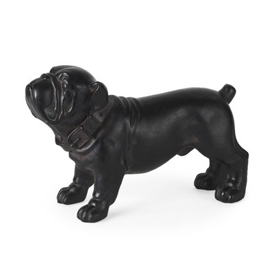 HomeRoots 8" Black Polyresin Dog Tabletop Sculpture