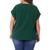 Agnes Orinda Women's Plus Size Swiss Dots Short Sleeve Lace Crochet Chiffon Pleated Casual Blouses - 4 of 4