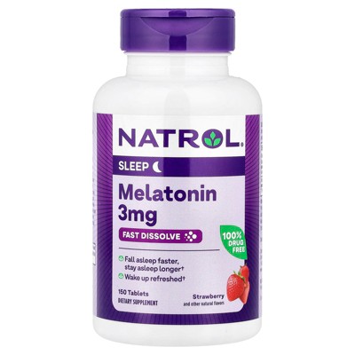 Natrol Melatonin, Fast Dissolve, Strawberry, 3 mg, 150 Tablets