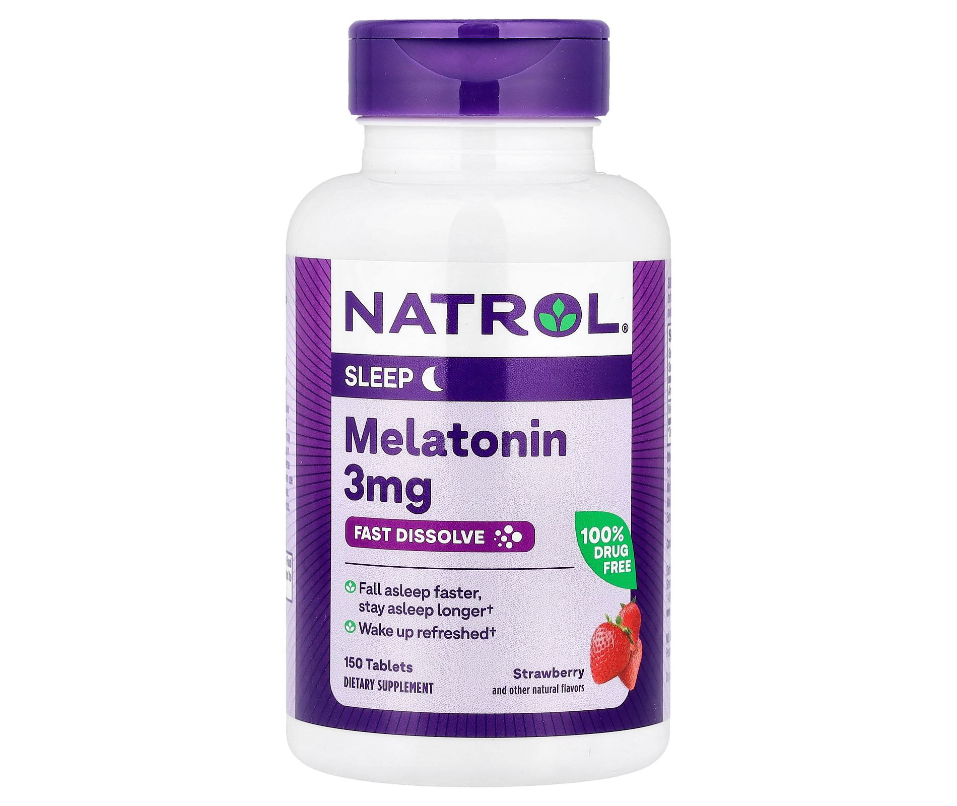 Natrol Melatonin, Fast Dissolve, Strawberry, 3 mg, 150 Tablets