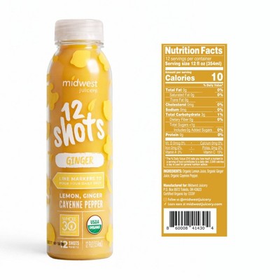 Midwest Juicery 12 Shots Organic Ginger Wellness Shots - 12 fl oz