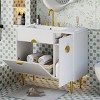 Modern Bathroom Vanity with Resin Sink and Drop-Down Door, Compact Bathroom Storage Cabinet with Sink-The Pop Home - 2 of 4