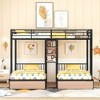 Full Over Twin & Twin Bed with Drawers, Multi-Functional Metal Frame Triple Bunk Bed with Desks and Shelves in The Middle - ModernLuxe - image 3 of 4