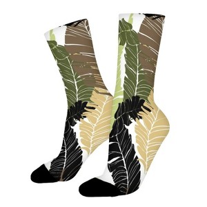 Banana Tropical Leaves Women Printed Crew Socks Funny Funky Socks Soft Polyester Novelty Gifts for Artists Men - 1 of 4