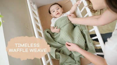Sand Cotton Waffle Weave Baby Blanket, 40" x 40"