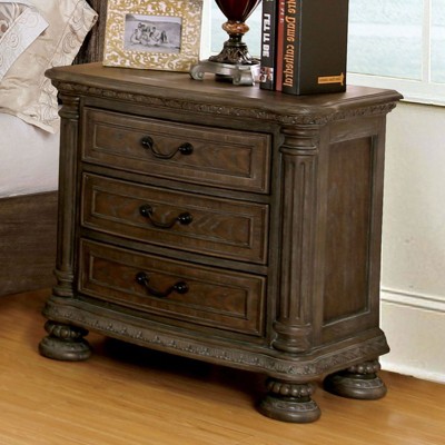 NicBex Nightstand with 3 Drawers,1pc Side Table with Wood Frame,Bedside Table for Bedroom,Living Room