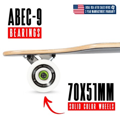 38" Black and White Maple Drop-Through Longboard Skateboard
