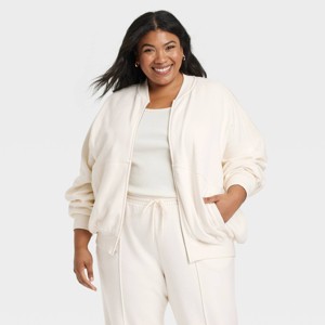 Women's Leisure Studio Fleece Bomber Jacket - Universal Thread™ - 1 of 3