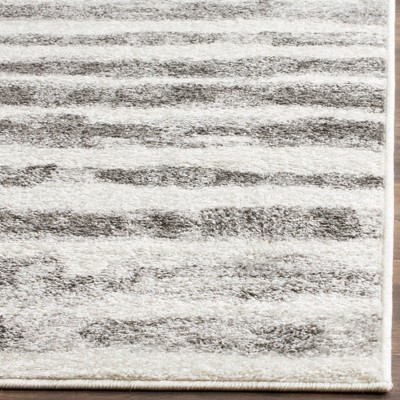 Ivory and Charcoal Reversible Square Synthetic Rug - Easy Care 47"