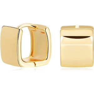 14K Gold Plated Hoop Earring Small Square Huggies Hoops for Women, Minimalist Cute Earrings for Women Girls Gift, Gold Silver Rose Gold Black and CZ - 1 of 4
