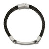 Black Bow Jewelry Men's Stainless Steel & Black Leather Brushed I.D. Bracelet, 8.5 Inch - 2 of 4