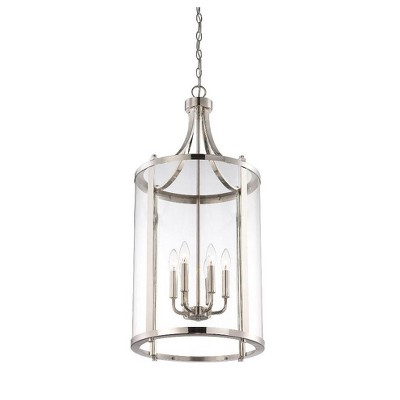 Penrose 6-Light Foyer Lantern in Satin Nickel with Clear Glass
