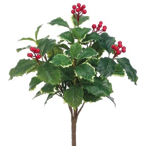 Allstate Floral Holly and Berry Artificial Christmas Bush Spray - 14" - 1 of 1