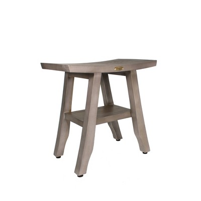 CoastalVogue 18" Satori GR167 Wide Teak Shower Bench with Shelf