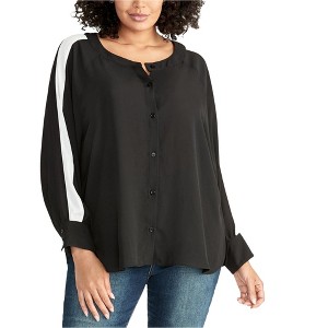 Rachel Roy Womens Striped Sleeve Button Down Blouse - 1 of 1