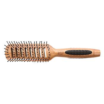 Bass Brushes Style & Detangle Hair Brush Premium Bamboo Handle with Professional Grade Nylon Pin 7 Row Vented