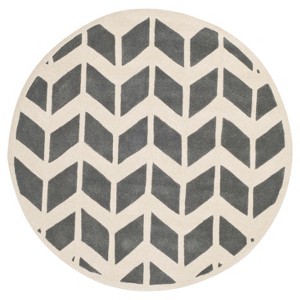 Dark Gray/Ivory Solid Tufted Round Area Rug - (7