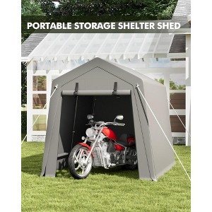 Carport Storage Shed,Portable Garage with Roll-up Zipper Door,Heavy Duty Waterproof Tarp,Storage for Motorcycle,Bike, Firewood,Garden Tools - 1 of 4