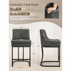 Bar Stools Set of 2, Modern Counter Height Bar Stools with Backrest Faux Leather Double Upholstered Barstools with Metal Frames for Kitchen Island - 2 of 2