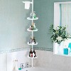 No-Drill Corner Shower Caddy Tension Pole, Rust-Resistant Bathroom Storage Organizer with 4-Tier Adjustable Shelves & Rubber Pad - 2 of 4