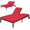 Costway 2-Person Patio Rattan Lounge chair Chaise Recliner Adjustable Cushioned Red - image 2 of 4