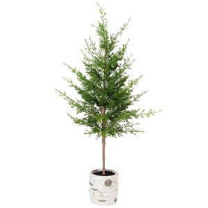 Northlight Artificial Cedar Christmas Tree in Birch Pot - 38" - Unlit - 1 of 4