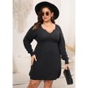 Women's Color Pullover Knitted Sweater Fashion Casual Lantern Sleeve Sweater Dress - 2 of 4