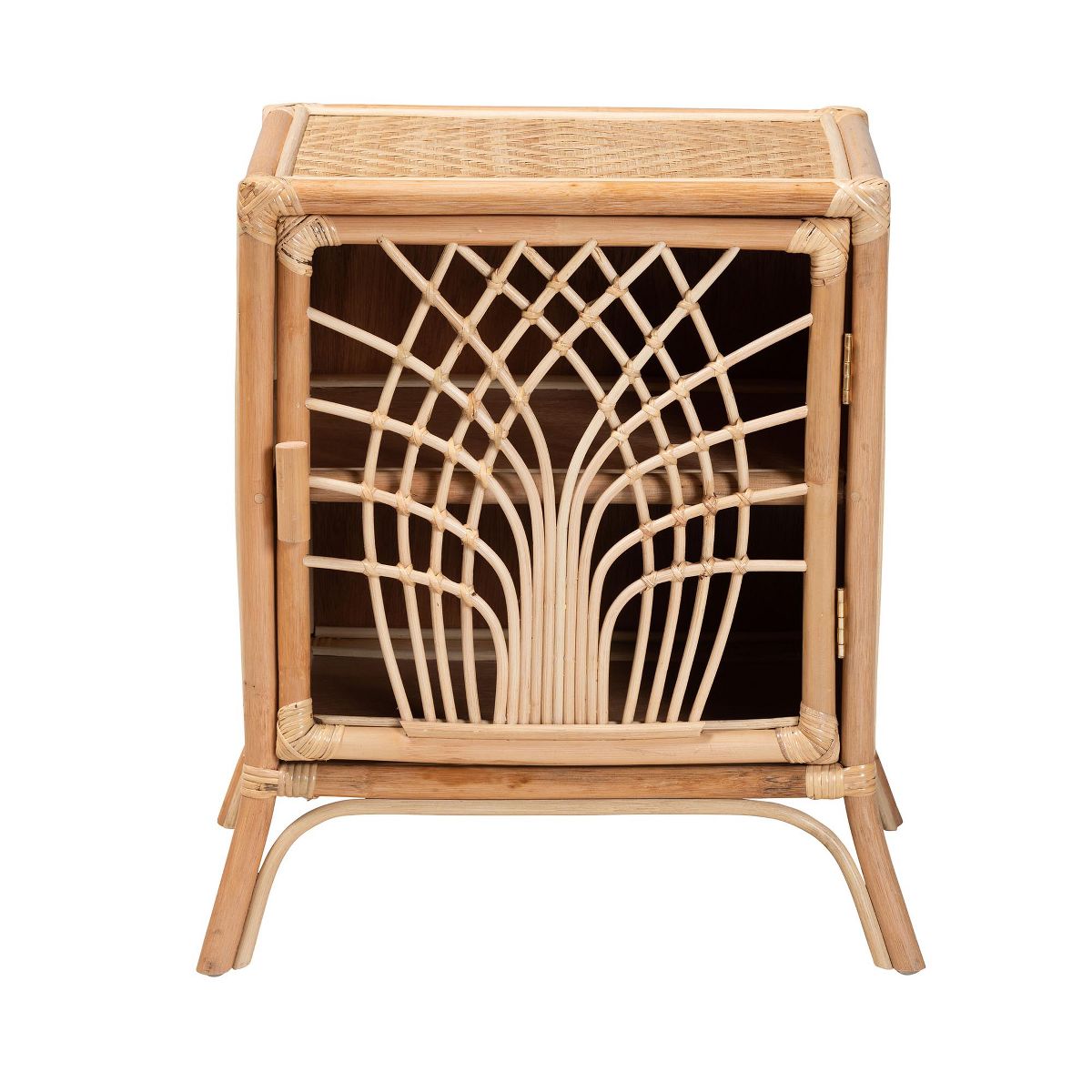 bali & pari Danna Modern Bohemian Natural Brown Rattan Nightstand - thumbnail 4
