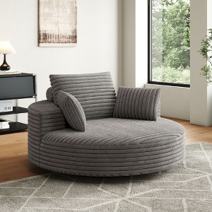 55 inch Beige Corduroy Foam Single Swivel Chair for Living Room and Bedroom - 1 of 4