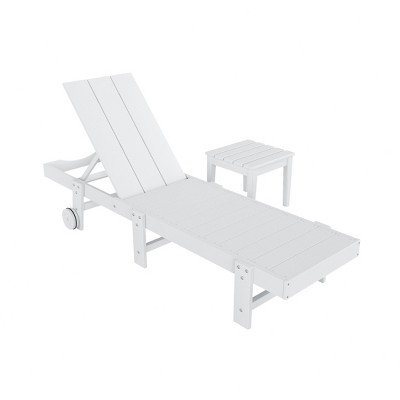 WestinTrends Ashore Modern Poly Reclining Chaise Lounge With Wheels plus side table included