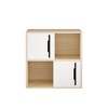 23.62" Modern Storage Cabinet with Sliding Doors, End Table with 2-Tier Open and Closed Shelves Organizer - 3 of 4