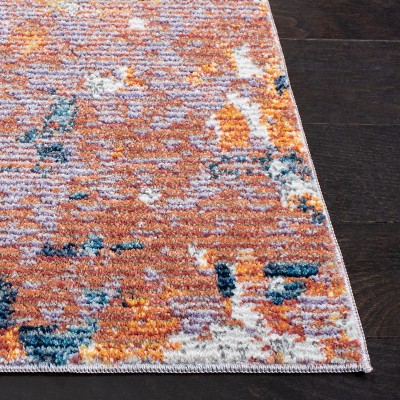 Crystal Gold and Blue Abstract Rectangular Area Rug