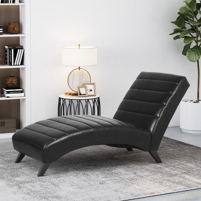 GDFStudio Metter Contemporary Faux Leather Channel Stitch Chaise Lounge
