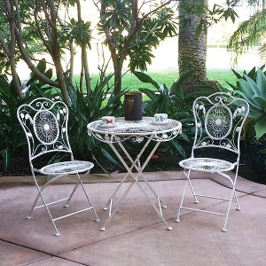 Modern Home Bordeaux Antiqued Iron 3pc Folding Bistro Set - 1 of 4