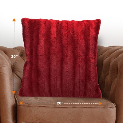 Maroon Faux Fur Decorative Throw Pillow Cover