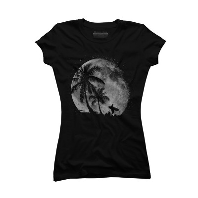 Junior's Design By Humans Summer Night Surfing Silhouette By Darrenraya T-Shirt