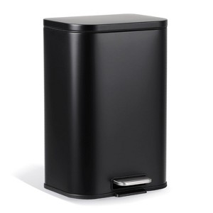 Kitchen Trash Can, Stainless Steel, Foot-Operated, With Soft-Close Lid And Removable Inner Bin, Suitable for Offices, Bathrooms - 1 of 4