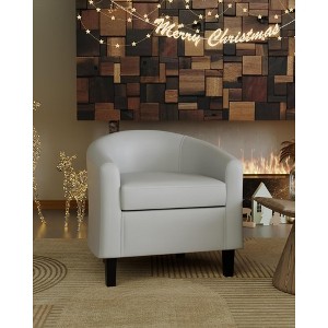 Accent Chairs Faux Leather Barrel Chairs Club Armchairs with Soft Seat for Living Room Bedroom Reading Waiting Room - 1 of 4