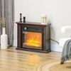 HOMCOM 26" Electric Fireplace Heater with Mantel, Replaceable Fireplace Insert Heater with Realistic Log and Flame Effect, Remote, Dark Brown - 3 of 4