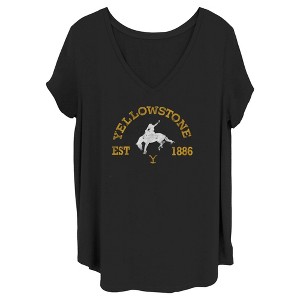 Women's Yellowstone Distressed White Rider Silhouette Est. 1888 T-Shirt - 1 of 4