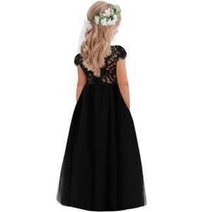 2Bunnies Paisley Lace Tulle Short Sleeve Flower Girl Dress - 1 of 4