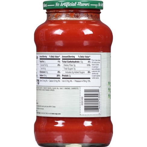 Ragu Spaghetti Sauce Nutrition Label - Pensandpieces